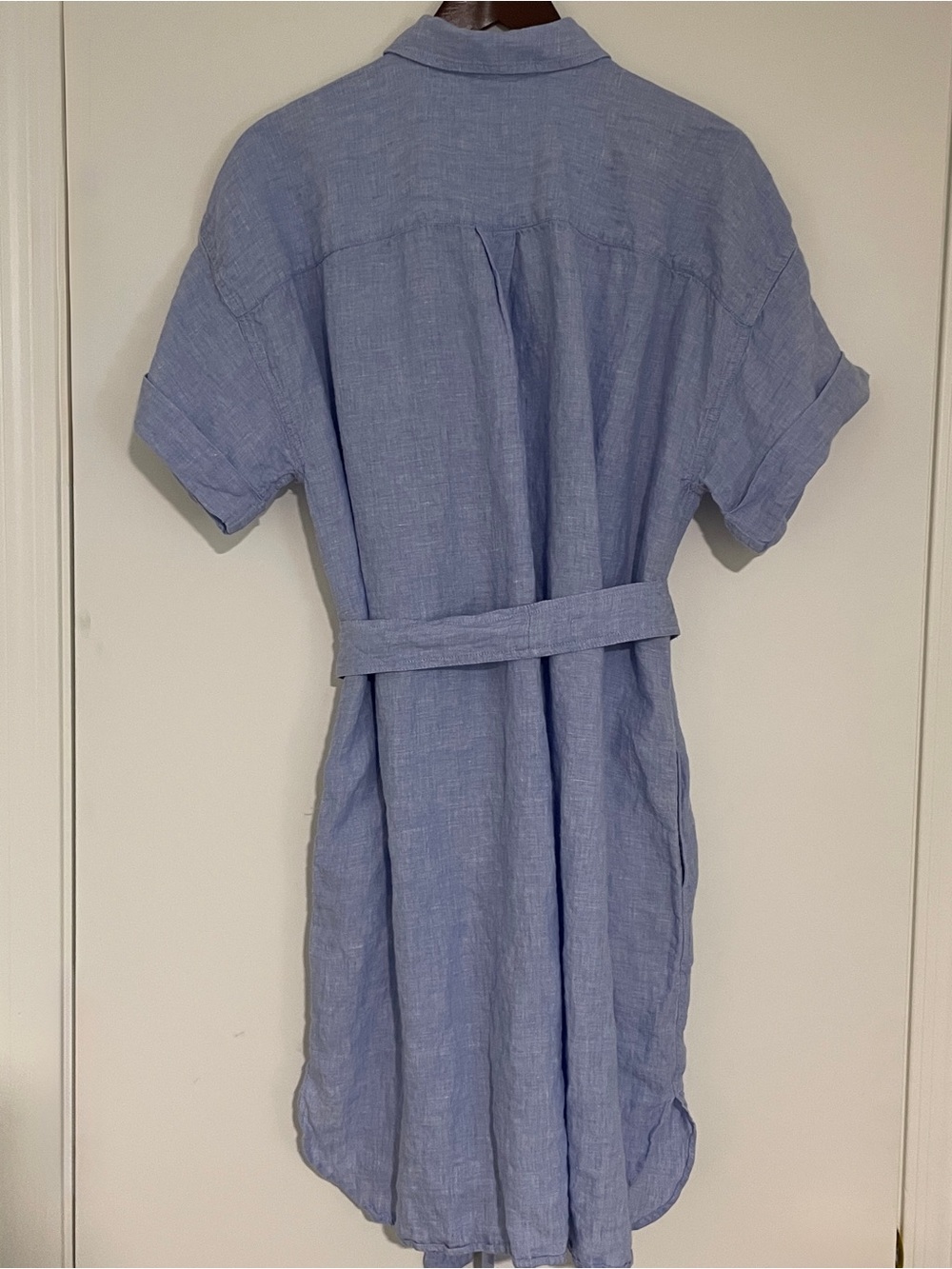 J.Crew Capitaine Light Blue Linen Tie-Waist Shirt Dress Women's XL - Picture 3 of 11